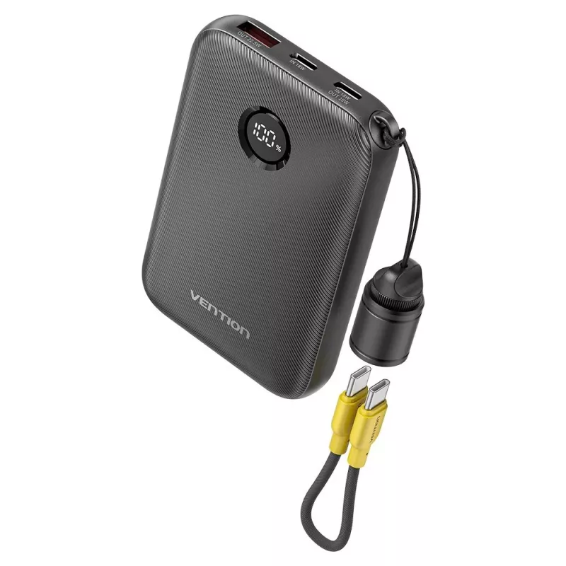 Powerbank Vention FKAB0-C 10000 mAh, 2× USB-C + 1× USB-A, 22,5 W, čierna