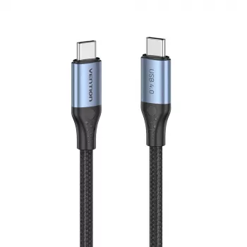 Vention USB4 Gen 3x2 Type-C na Type-C kábel 1 m, 5 A, hliníková zliatina, bavlnený oplet