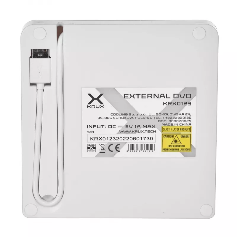 KRUX DVD Portable Drive biela
