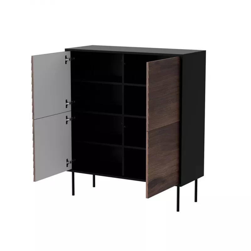 Cama 4D CORTINA komoda 102x40x118 čierna/orech