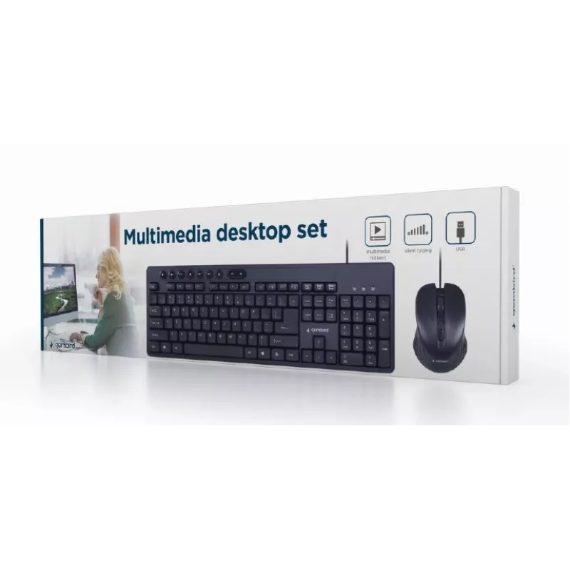 Káblová Full-Size klávesnica Gembird KBS-UM-04 USB QWERTY US-angličtina s myšou, čierna, 1,5 m kábel