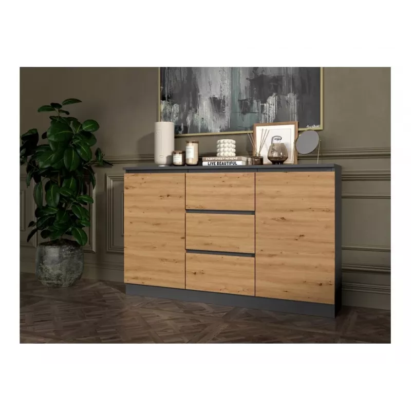 2D3S komoda 120x30x75 cm, antracit/artisan