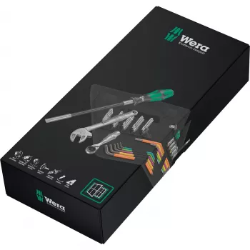 Kraftform Kompakt F 1, pre montážnikov okien, 35-dielna, sada náradia čierna/zelená, vrátane Zyklop Mini 1 bit račňa, 1/4