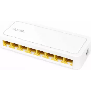 LogiLink sieťový switch – 8 x RJ45 portov – Gigabit – plastové puzdro – biela