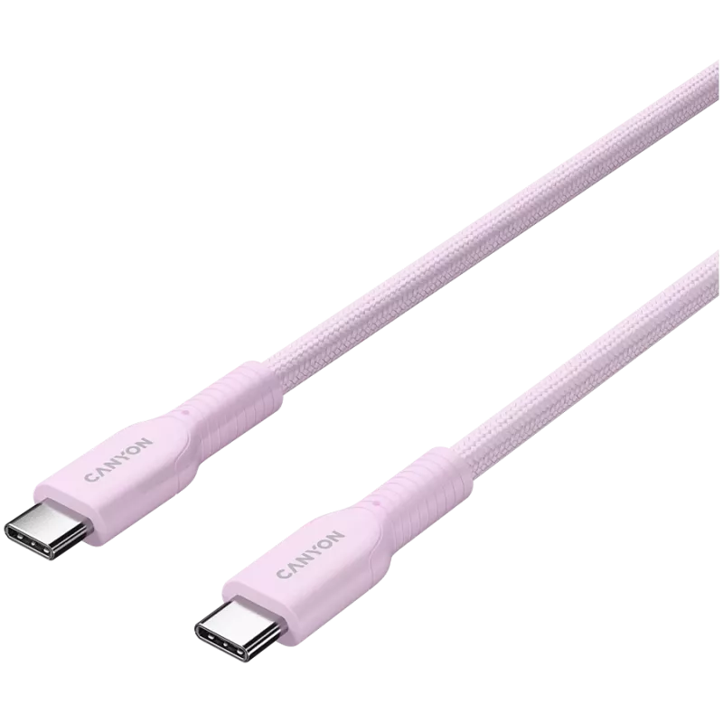 CANYON kábel OnWire 60CL C-C 60W COLOR pletený 1m ružový