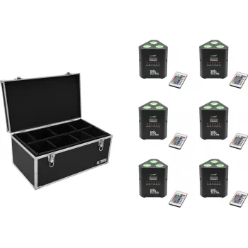 EUROLITE AKKU TL-3 TCL QuickDMX 6x LED batériová sada uplightov s transportným kufrom TDV-1