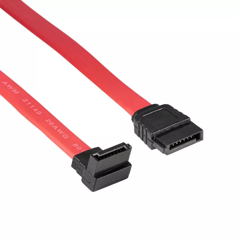 Akyga AK-CA-51 SATA-III kábel 6 Gb/s, rovný na 90° zahnutý, 0,5 m, červený