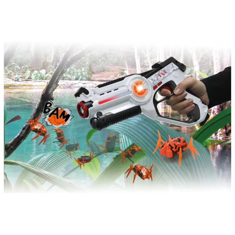Jamara 410065 Impulse Laser Bug Hunt Set, hračkárska laserová pištoľ s terčom, biela/oranžová