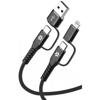 Celly 4-IN-1 kábel A+C na C+LIGHT 2M BK