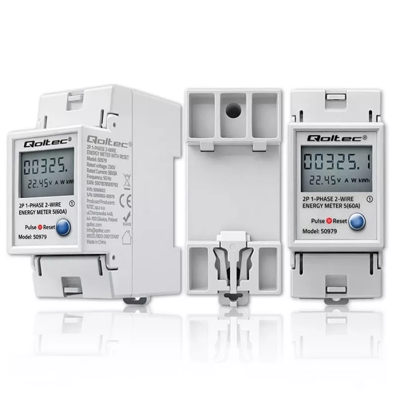 Elektromer QOLTEC jednofázový na DIN lištu 230V (MPN 50979)