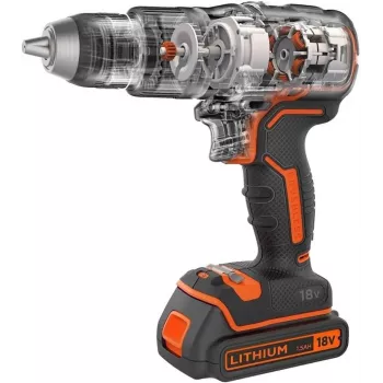 Vŕtačka s pištoľovou rukoväťou Black & Decker BCD383D2XK-QW 18 V, 2 Ah x2, skľučovadlo 13 mm, oranžová