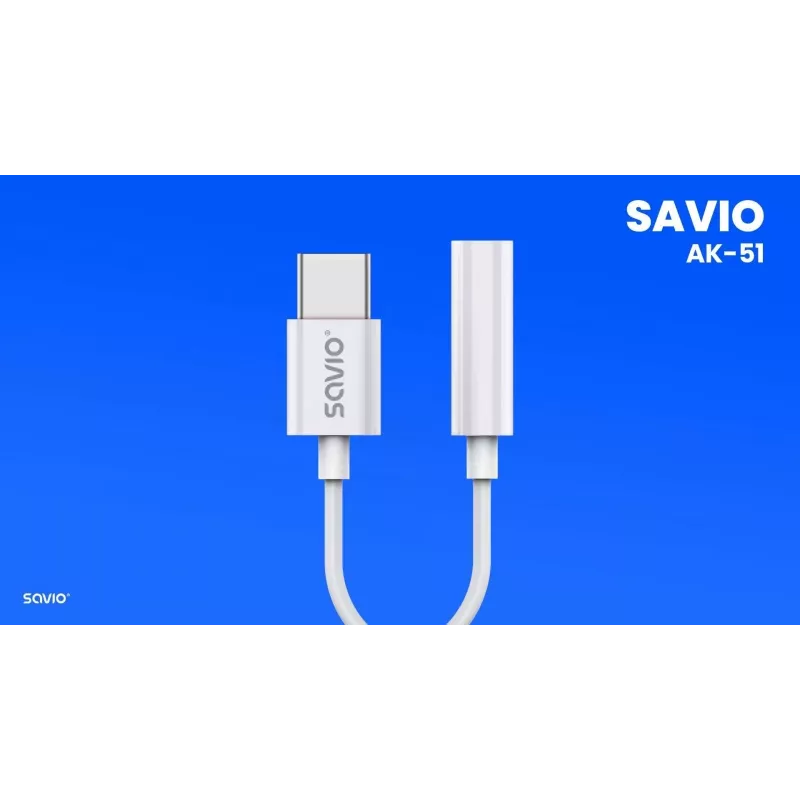 USB Type 3.1 C (M) – Jack 3.5mm (F) audio adaptér biela SAVIO AK-51