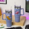 Paladone Minecraft fialový izolovaný pohár so slamkou, 900 ml