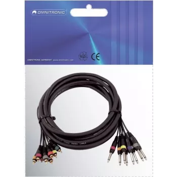 Audio snake kábel Omnitronic 8×Cinch na 8×6,35 mm mono jack, 15 m, model 30304748