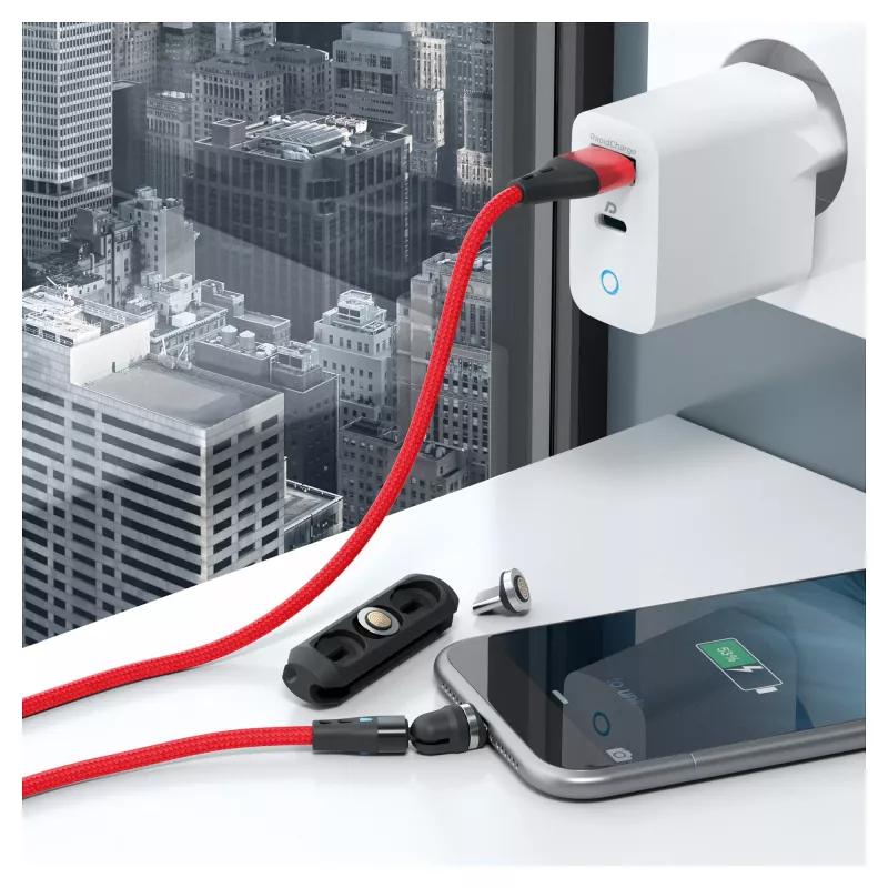 USB kábel RealPower MagneticCharge3 2 m USB A červený