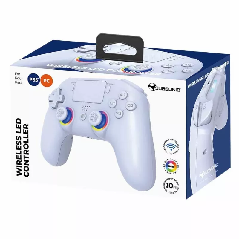 Gamepad Subsonic PS5 Wireless LED Controller biely D-pad Home Options Share
