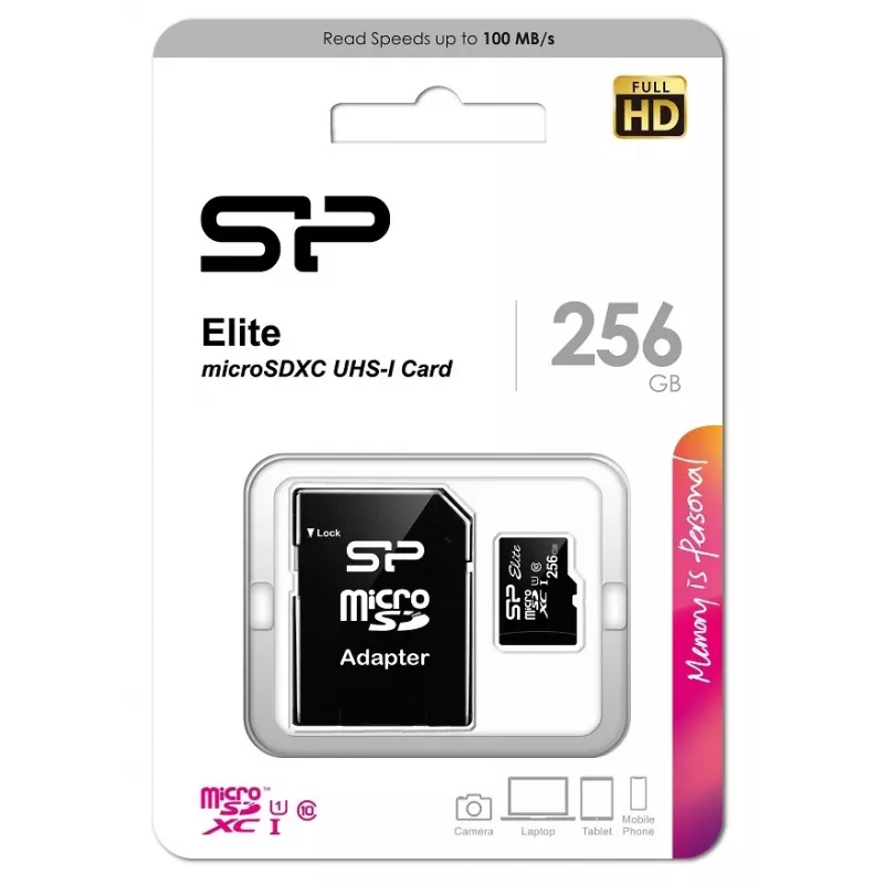 MicroSDXC pamäťová karta Silicon Power Elite 256 GB UHS-I Class 10 U1 85 MB/s s SD adaptérom