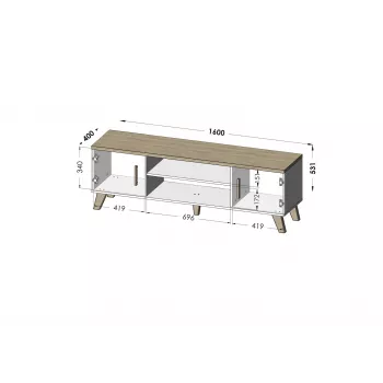 Cama TV stojan LOTTA 160 2D2K biela/sonoma