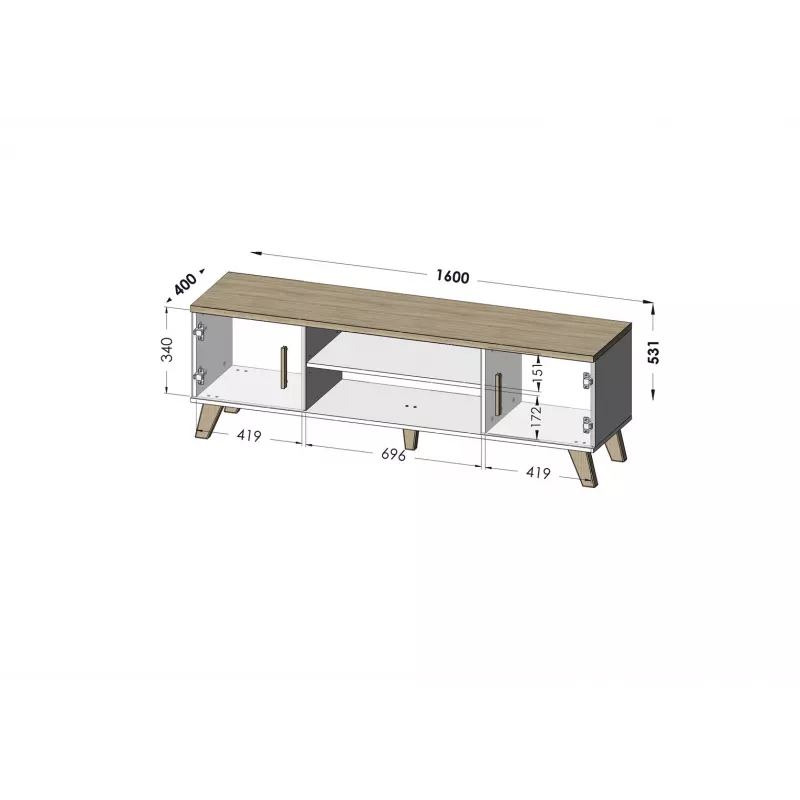 Cama TV stojan LOTTA 160 2D2K biely/sonoma