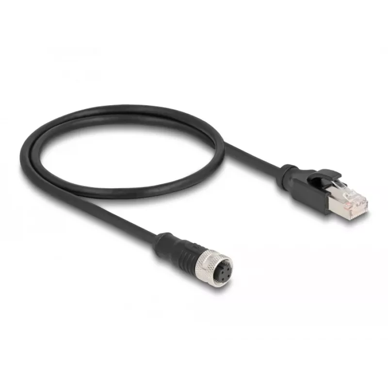 DeLOCK M12 adaptérový kábel D-kódovaný 4-polový samica na RJ45 samec 50 cm