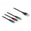 DeLOCK 90156 USB nabíjací kábel 3v1, Type-A na Lightning / Micro USB / USB Type-C, 2 m, viacfarebný