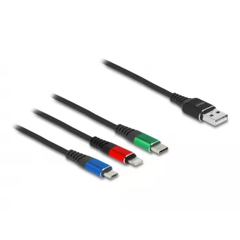 DeLOCK 90156 USB nabíjací kábel 3v1, Type-A na Lightning / Micro USB / USB Type-C, 2 m, viacfarebný