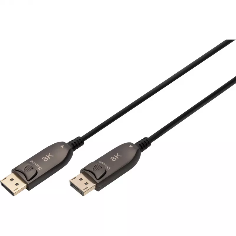 DisplayPort AOC hybridný sklenený kábel, UHD 8K (čierna, 30 metrov)