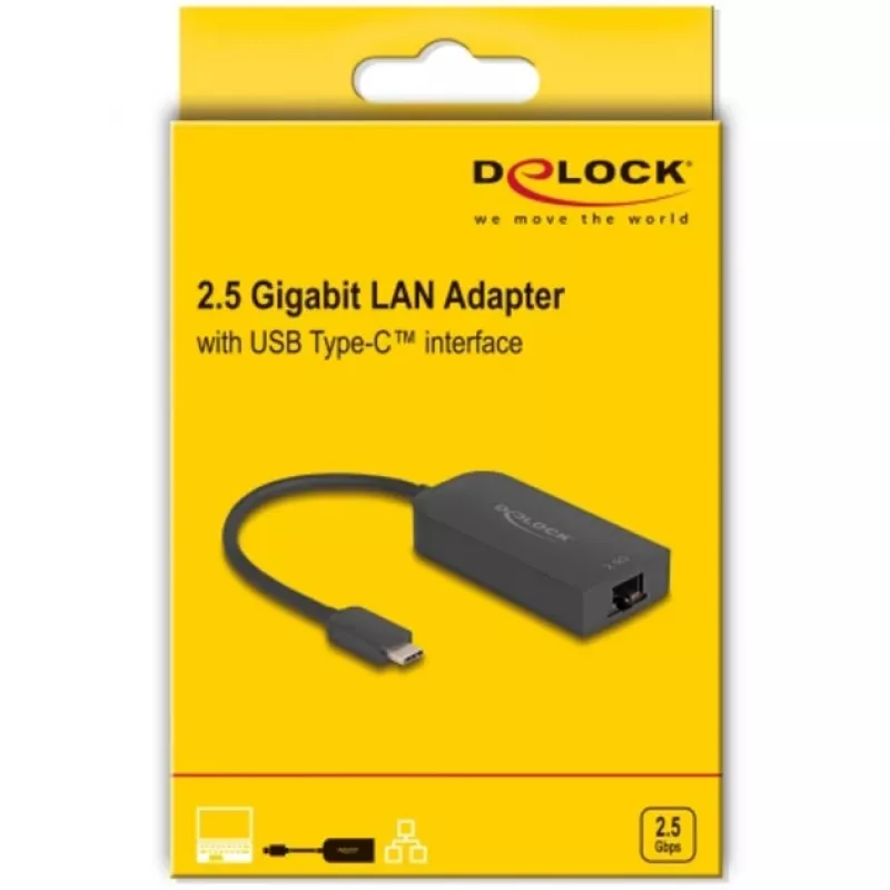 DeLOCK 66045 adaptér USB 5 Gbps Type-A na 2,5 Gigabit LAN RJ45 čierny