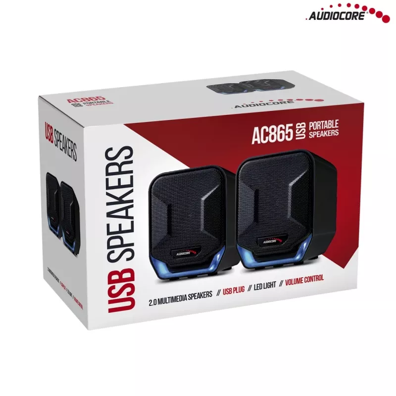 Audiocore AC865B 2.0 USB počítačové reproduktory, 6 W, čierna/modrá