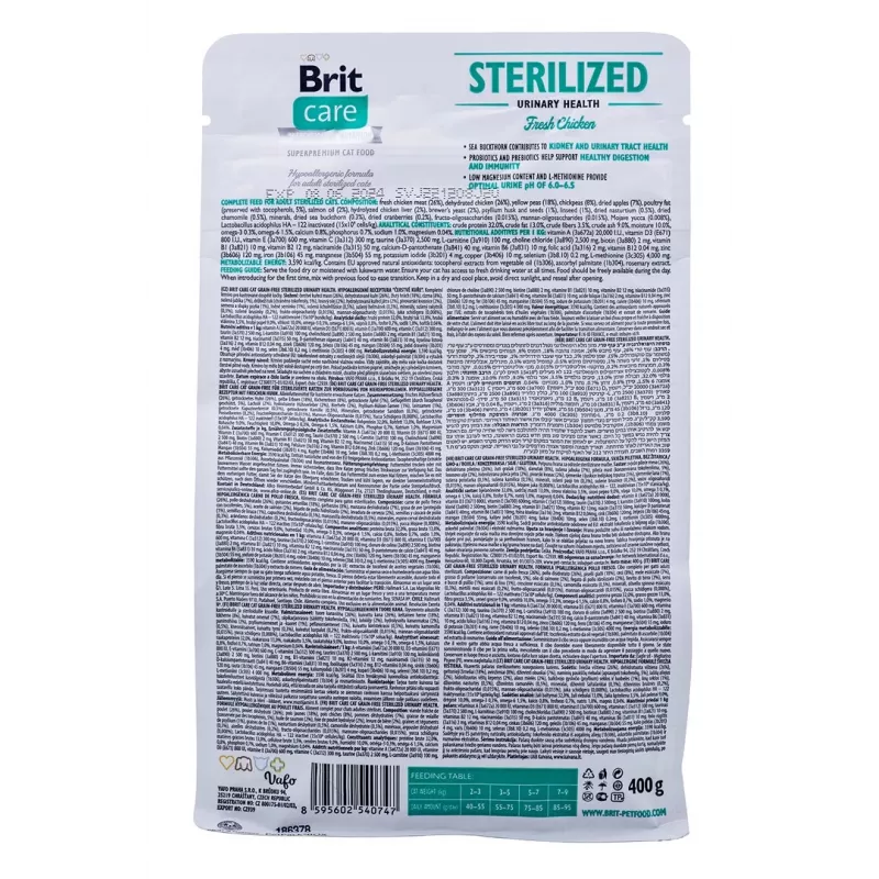 BRIT Care Grain-Free Sterilized Urinary - suché krmivo pre mačky - 400 g