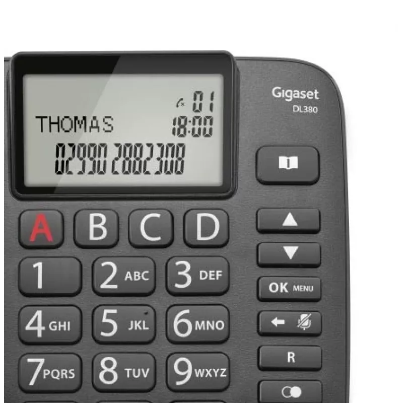 Gigaset DL380 drôtový telefón, čierny
