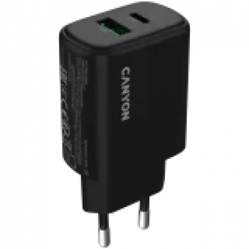 CANYON nabíjačka OnCharge 250 25W 1xPD 1xQC EU čierna