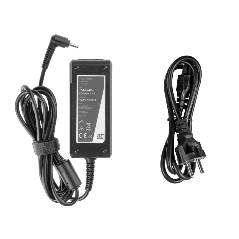 Green Cell PRO AD61P napájací adaptér pre notebook Asus ZenBook, do interiéru, 45 W, 19 V 2,37 A, konektor 3,0-1,1 mm, čierny