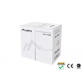 Sieťový kábel LANBERG LCU5-12CU-0305-S U/UTP Cat5e 305 m, 24 AWG, sivý, PVC plášť