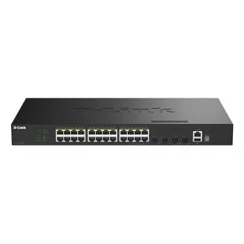 D-Link 28-portový gigabitový stackable PoE+ smart managed switch so 4 x 10G SFP+ portami
