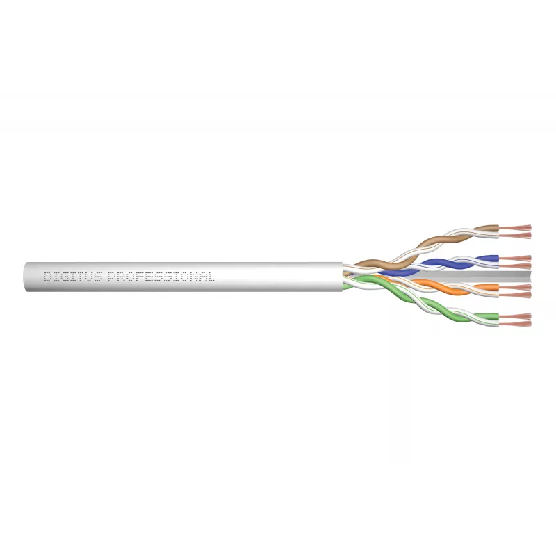 Sieťový kábel Digitus CAT 6A U/UTP krútený patch kábel voľný 100 m sivý