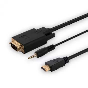 SAVIO HDMI na VGA kábel CL-198, HDMI konektor samec na VGA konektor samec s audiom, dĺžka 1,8 m