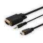 SAVIO HDMI na VGA kábel CL-198, HDMI konektor samec na VGA konektor samec s audiom, dĺžka 1,8 m