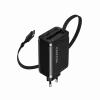 Nabíjačka CANYON OnCharge 65RC s integrovaným USB-C káblom, 65 W, 1x PD, 1x QC, EU zástrčka, čierna