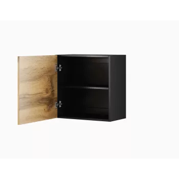 Nástenná úložná skriňa cama meble VIGO 50×50×30 cm čierna / dub Wotan