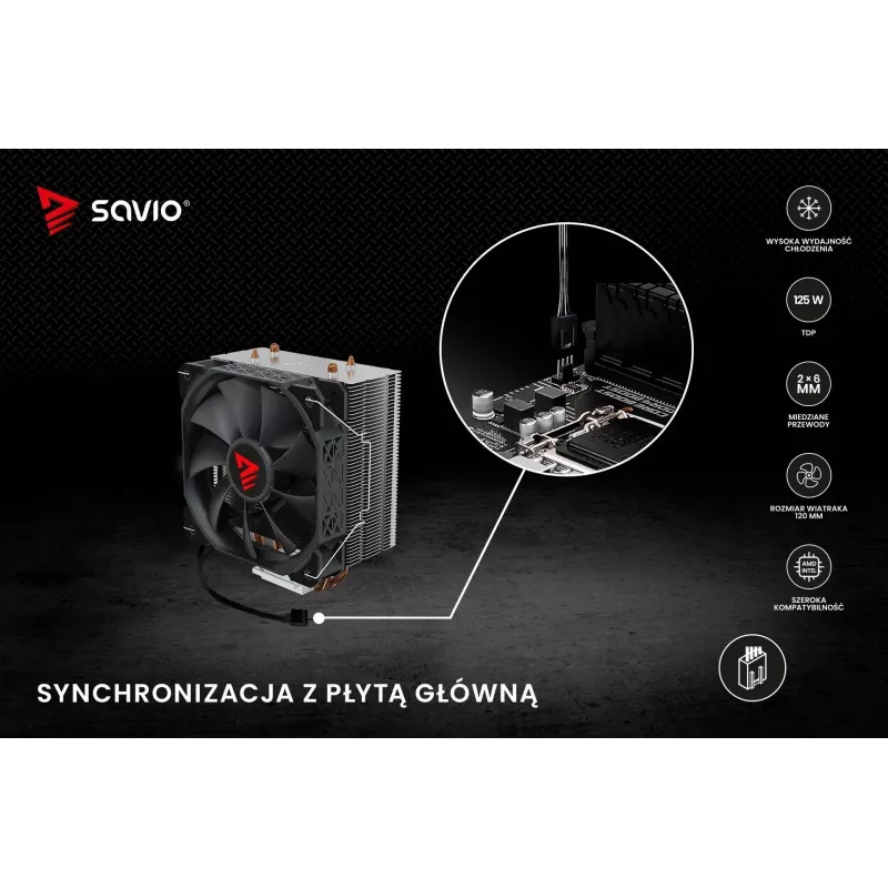 Chladič SAVIO SAVGCOFROSTX2 120 mm čierny, 2 heatpipes, 800–1800 RPM, 4‑Pin