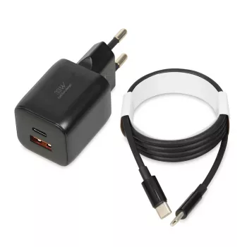 Externý napájací zdroj IBOX ILUC42B 12 V 2 A, 33 W, USB-A + USB-C PD3.0, QuickCharge 3.0, univerzálny