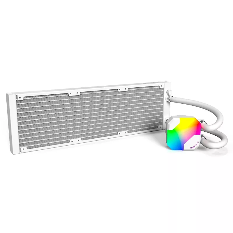 360mm Radiátor Montech HyperFlow ARGB 360 White — 360mm radiátor kvapalinového chladenia pre PC