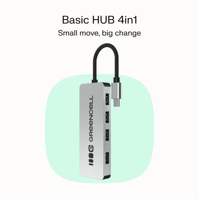 USB hub Green Cell HUB-GC-C4A — 4-portový USB-C 3.0 hub