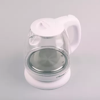 Elektrická rýchlovarná kanvica Maestro MR-055 biela — 1 l, 1100 W, sklenené telo, podsvietenie, ukazovateľ hladiny vody