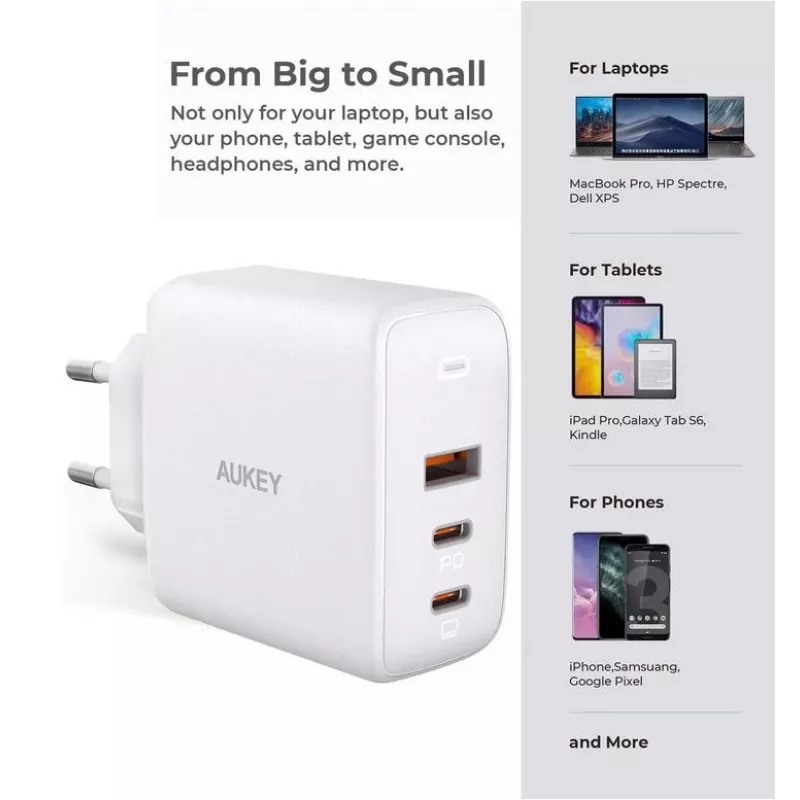 AUKEY PA-B6S biela Omni a Mix GaN ultrarýchla nástenná nabíjačka
