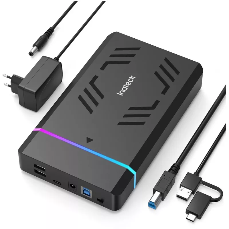 Inateck FE3003 RGB 3.5 USB 3.0 puzdro na pevný disk pre 2.5/3.5 SATA HDD/SSD, čierne