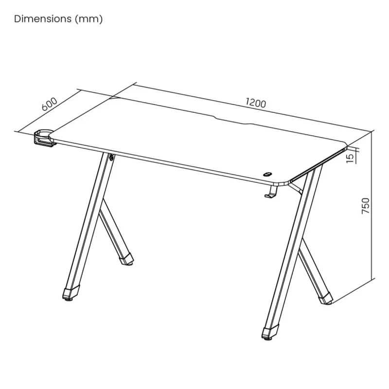 NanoRS herný stôl LED podsvietenie 120x60cm RS10