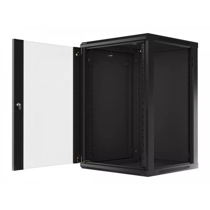 Nástenný rack LANBERG WF01-6618-10B, 18U, 600×600×907 mm, čierny, 60 kg
