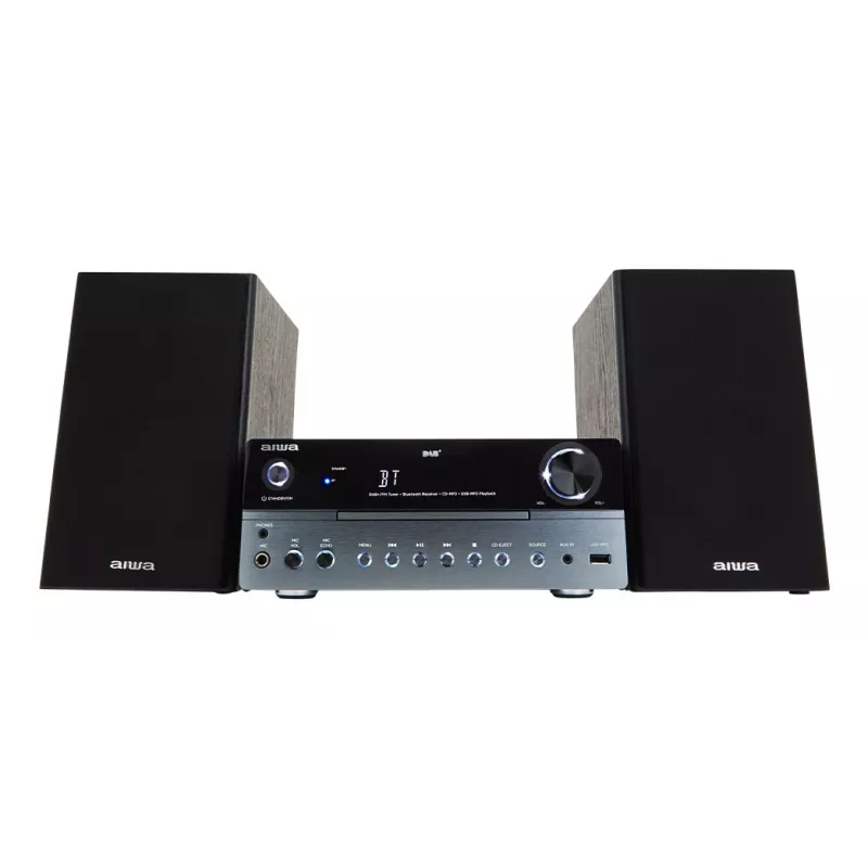 Mikrosystém pre domáce audio Aiwa MSBTU-700DAB — 25 W RMS, DAB+/FM, Bluetooth 10 m, CD mechanika, LED displej, čierna/arktická modrá